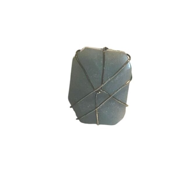 Adjustable Ring Statement Wire-Wrapped Blue Stone Unique Handmade Metal Band - Picture 9 of 9